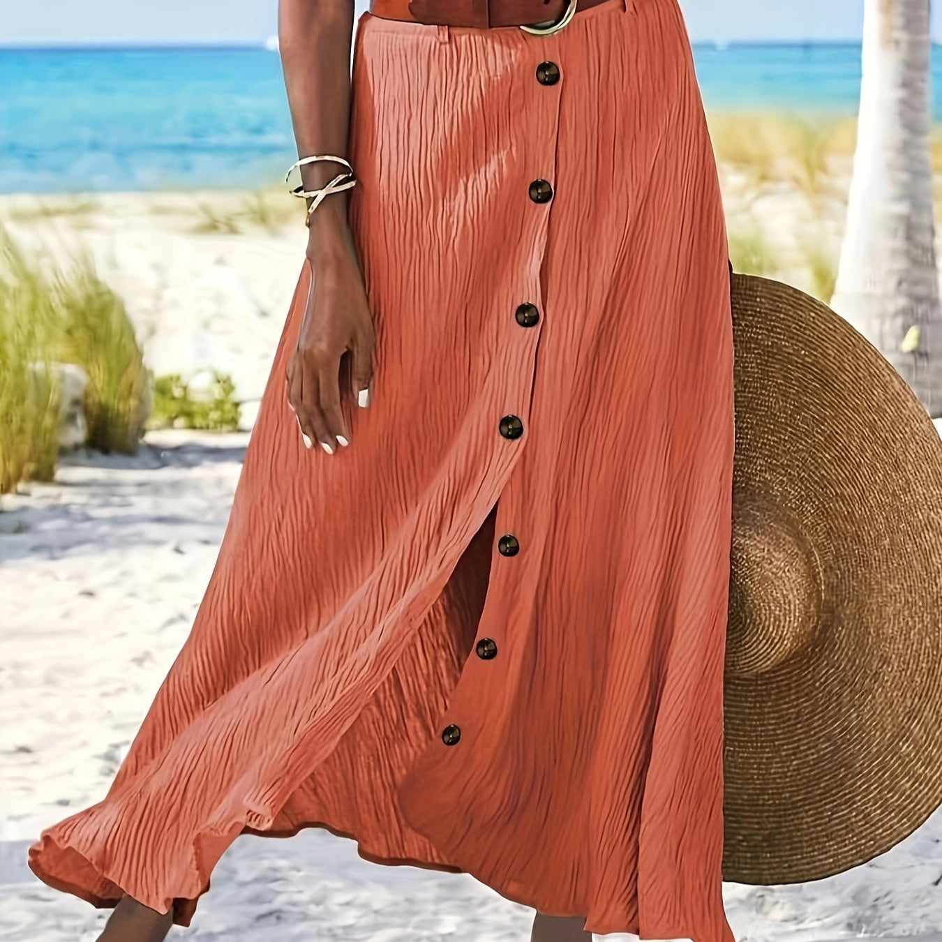 Poluprozirna Midi Suknja s Raskorakom