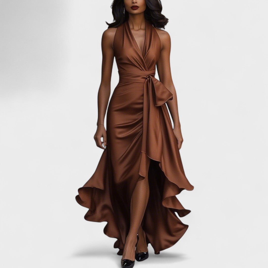 Ema - Satenska svečana haljina s volanima