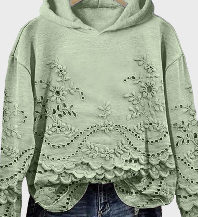 Džemper s Kapuljačom od Čipke u Zelenoj Boji Livade