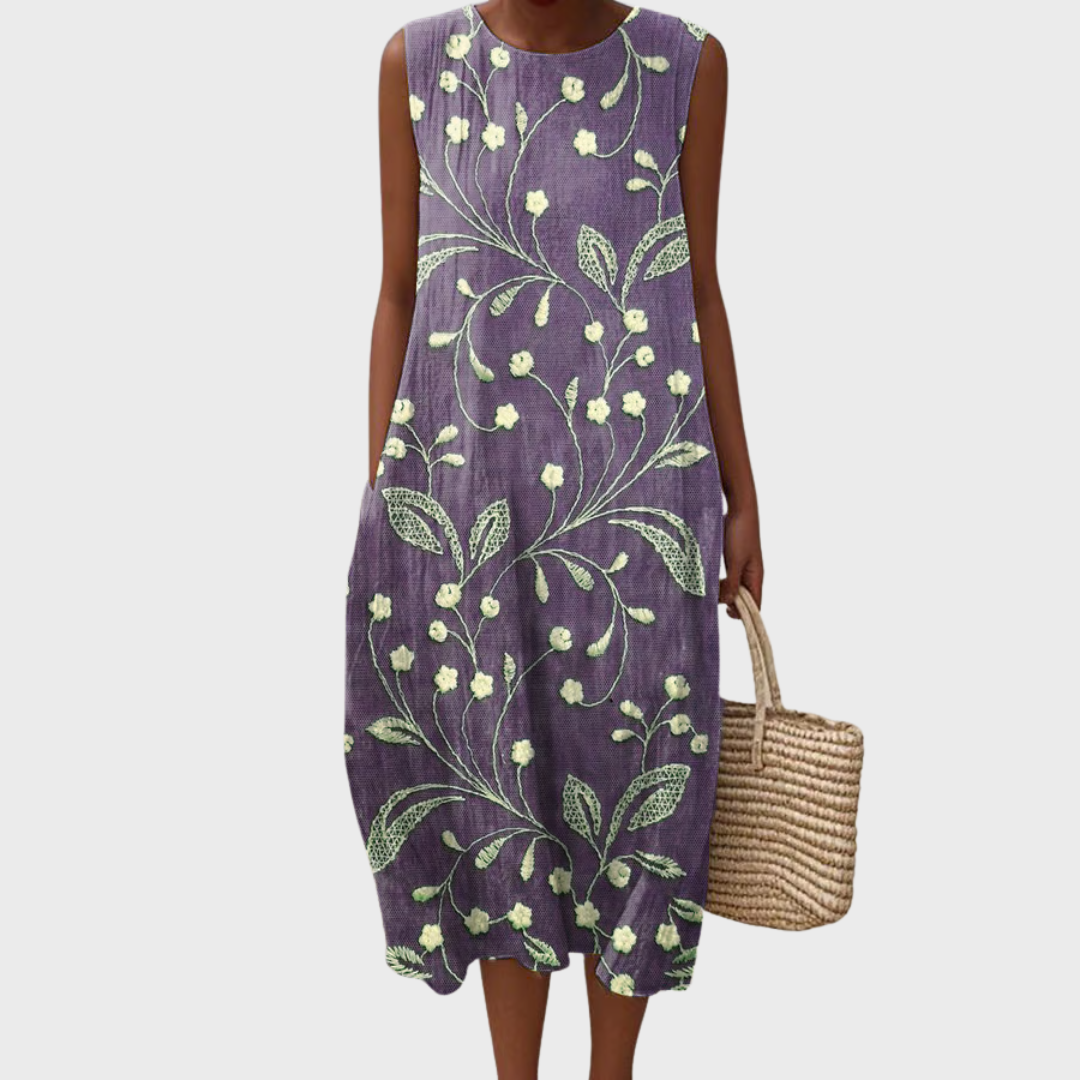 Lara - Opuštena cvjetna haljina od pamuka