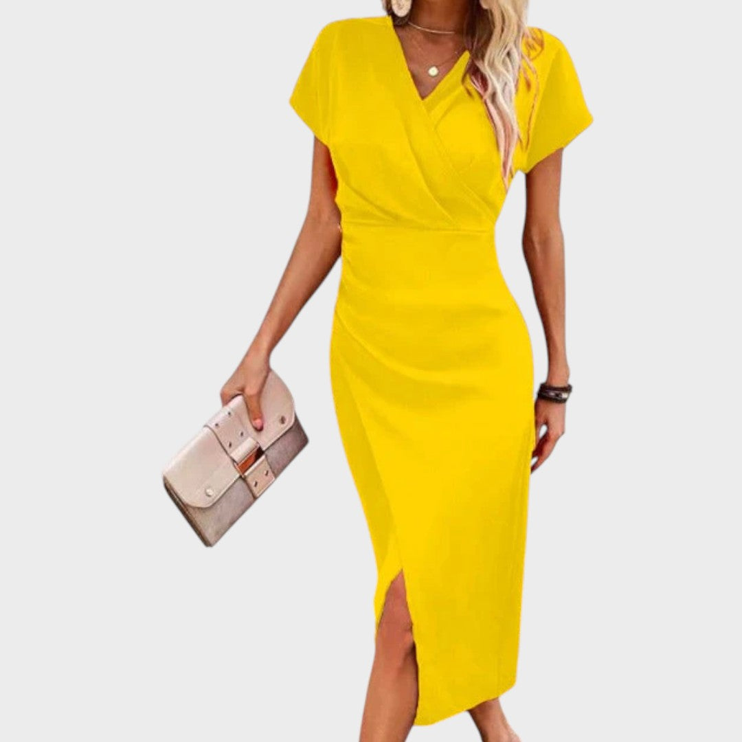 Vilma | Midi haljina s V-izrezom i prorezom prednje strane
