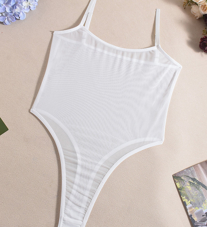 Sora Bodi Od Prozirne Mreže Subtilna Zavodljiva Udobna Silueta Sa Prozirnim Mrežnim Dizajnom I Prilagođavanjem