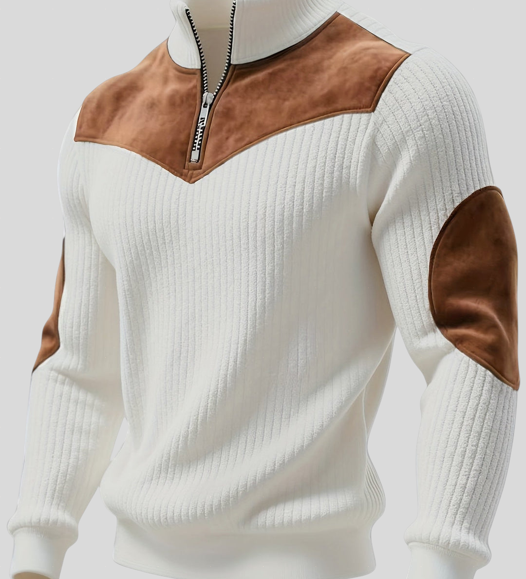 Kortez – Ležerni Pleteni Pulover s Poluzipom