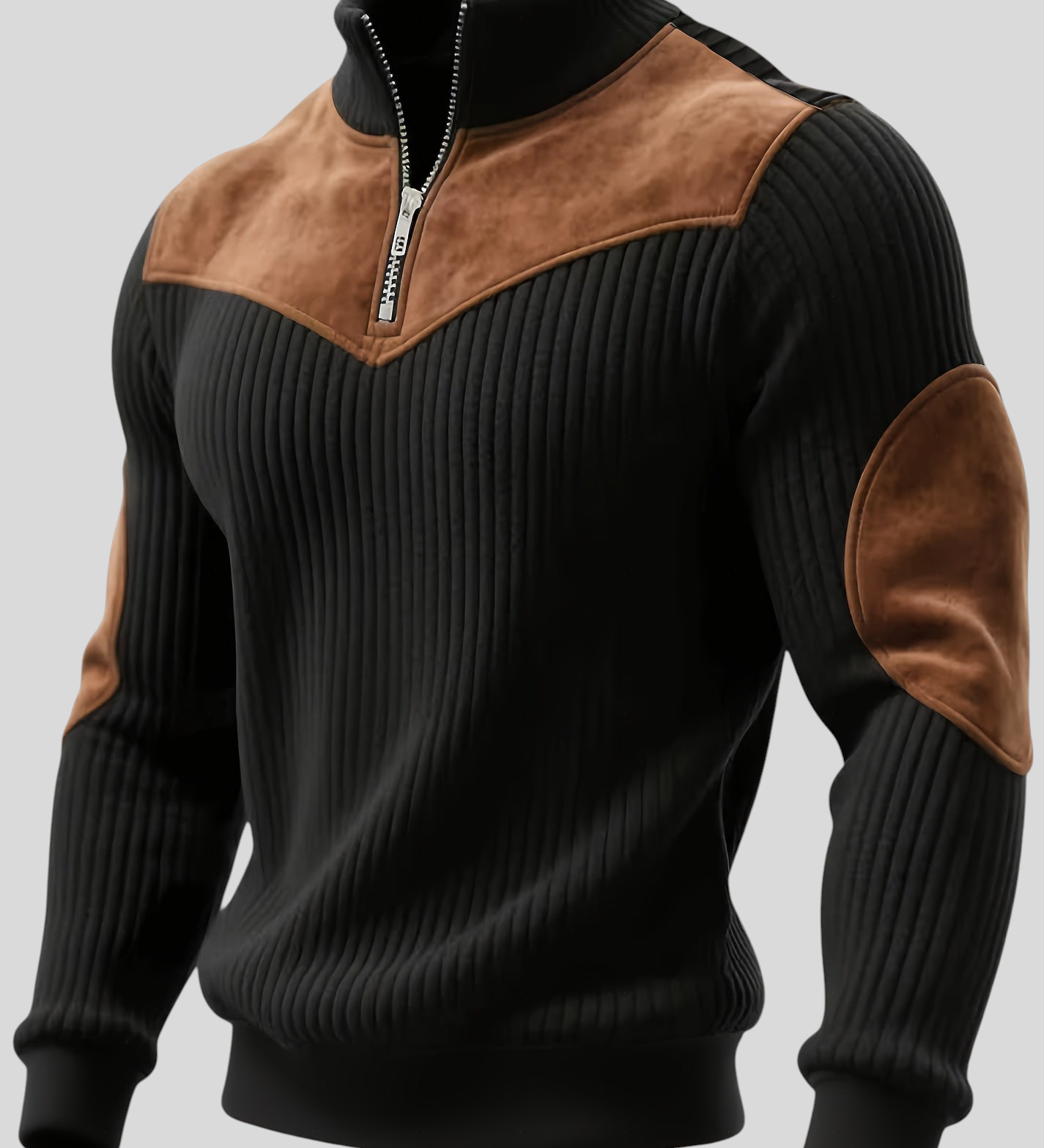 Kortez – Ležerni Pleteni Pulover s Poluzipom