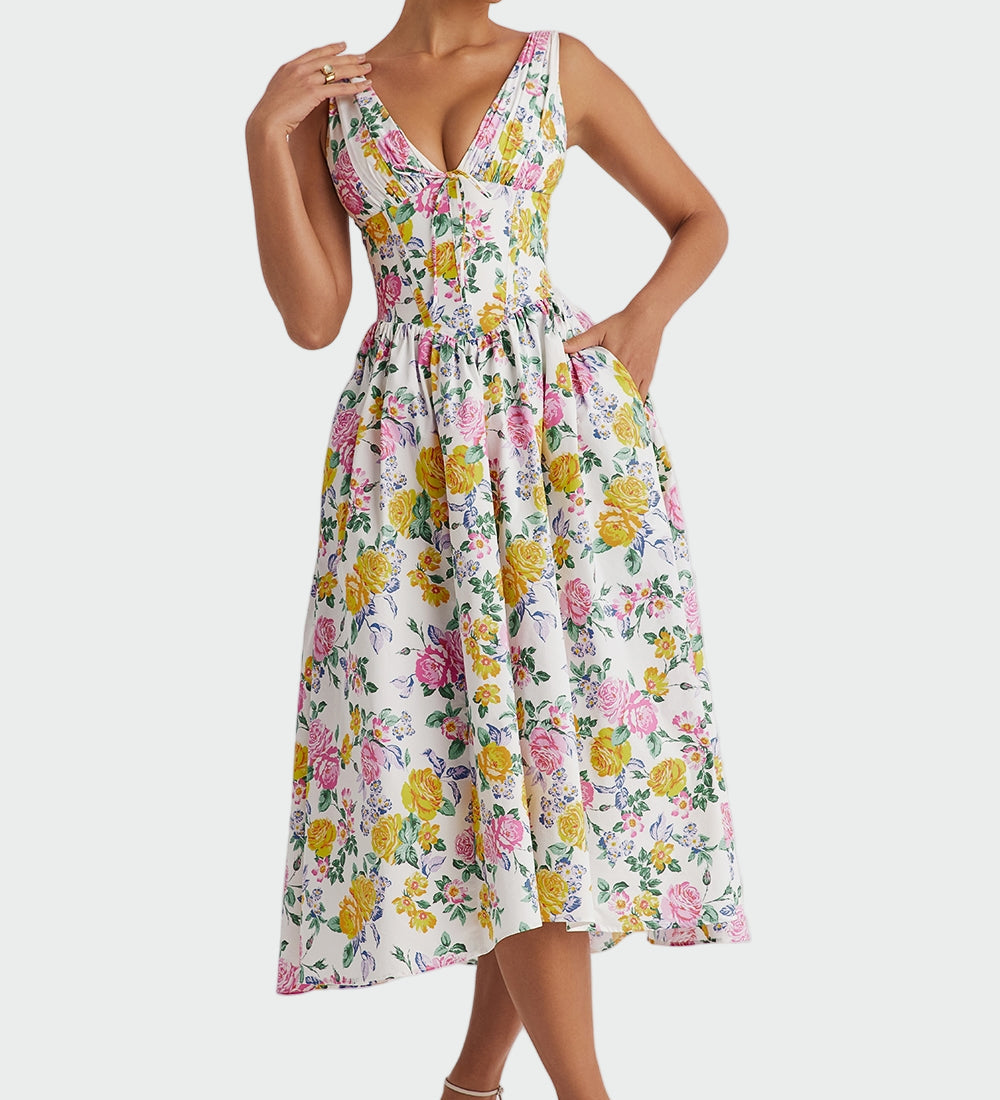 Midi Haljina Romantične Cvjećarnice