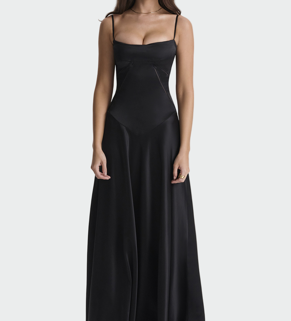 Satin Maxi Haljina s Tanjim Naramenicama