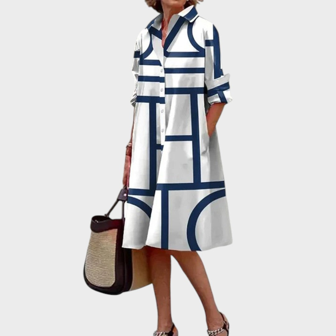 Dragana - Ženska haljina s geometrijskim printom