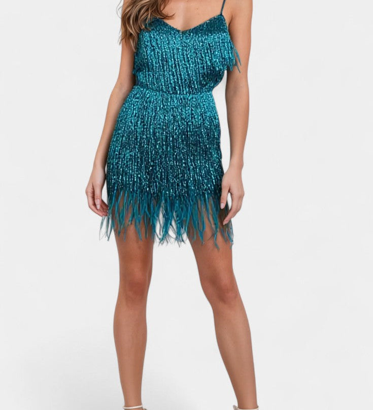 Mirjana Mini Haljina s Perjem