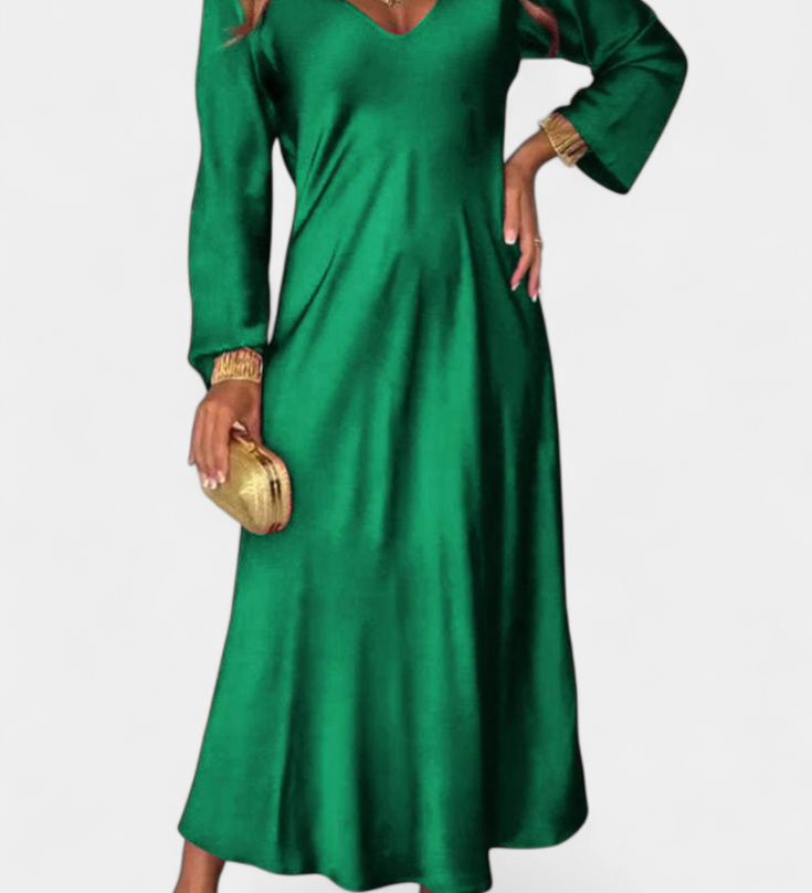 Martina Haljina Fluida s V Izrezom i Dugim Rukavima