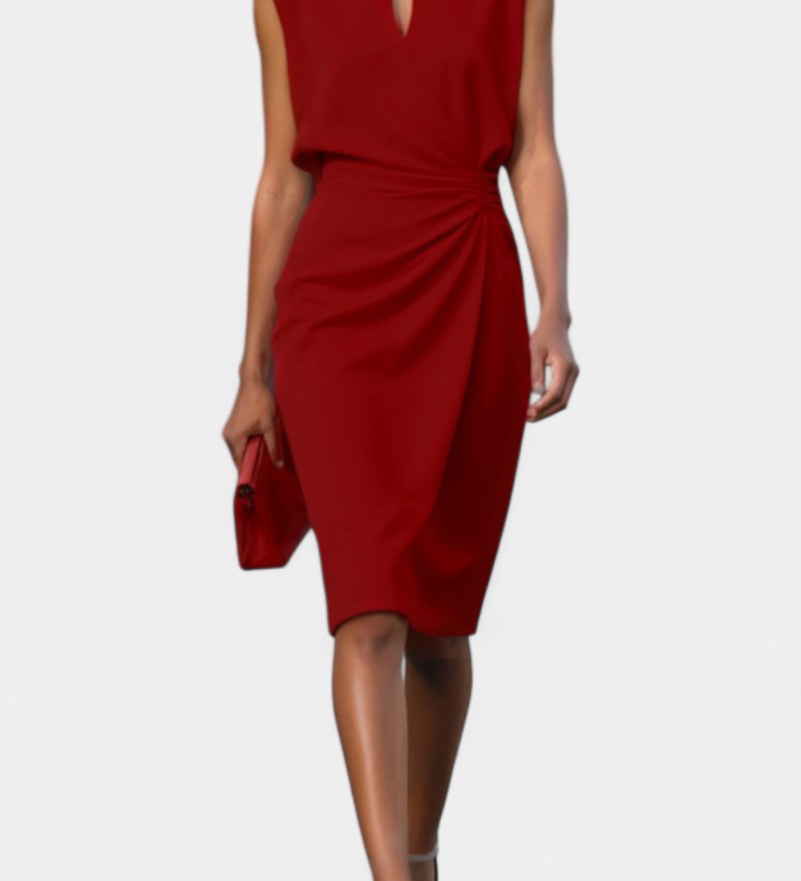 Maša Midi Haljina s Dugim Rukavima i Okruglim Izrezom