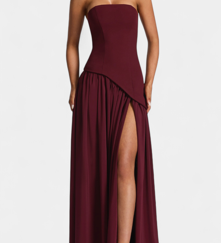 Rajna Maxi Haljina bez Rukava od Chiffona s Bočnim Raskorakom