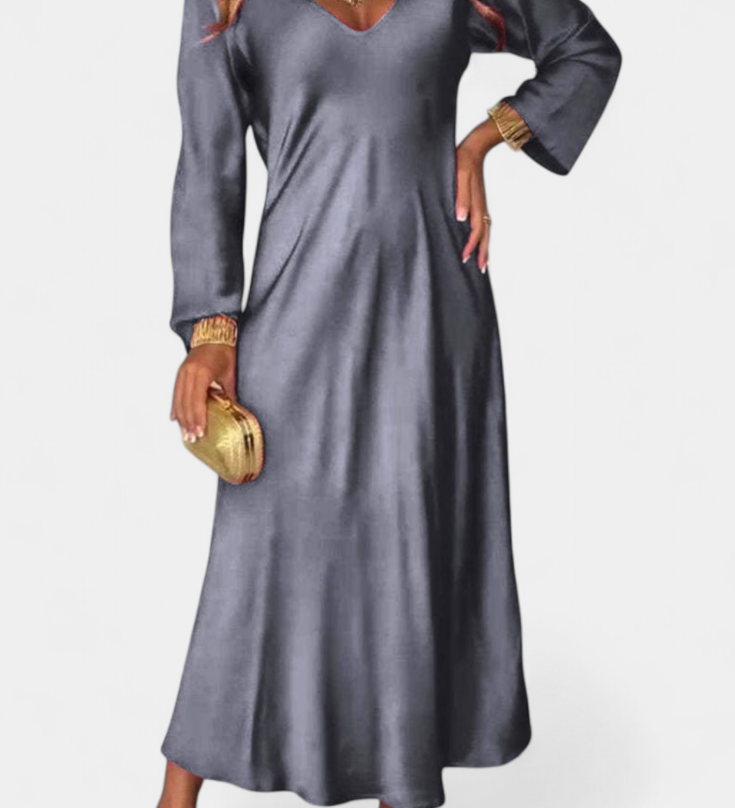 Martina Haljina Fluida s V Izrezom i Dugim Rukavima