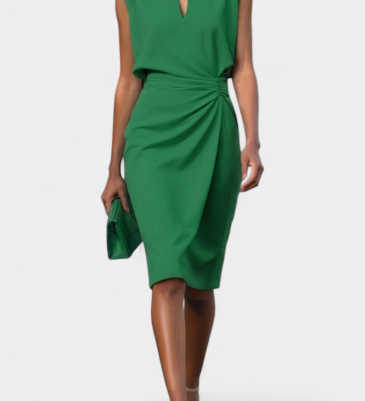 Maša Midi Haljina s Dugim Rukavima i Okruglim Izrezom