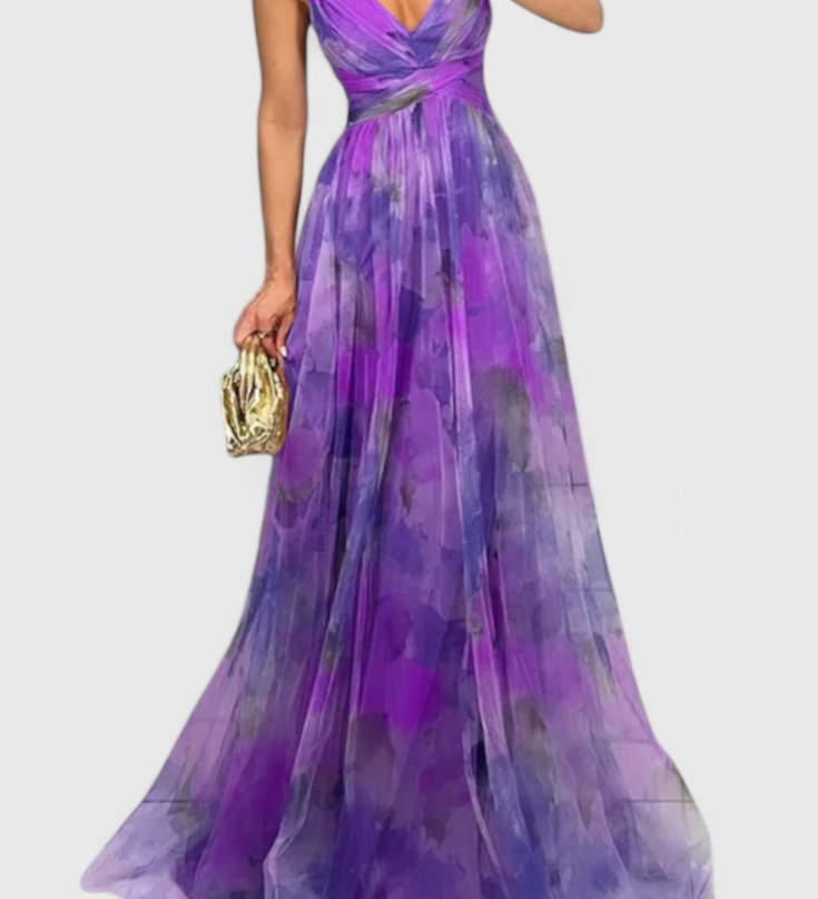 Magdalena Maxi Haljina s Cvjetnim Uzorkom i V-Izrezom