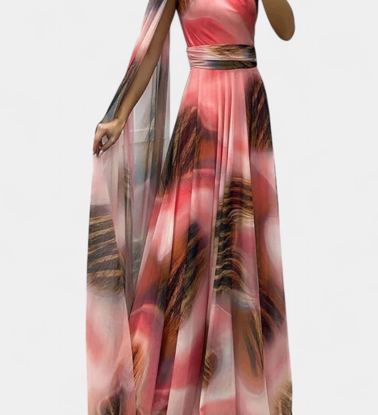 Nives Haljina Duga s Jednim Ramenom s Cvjetnim Detaljem