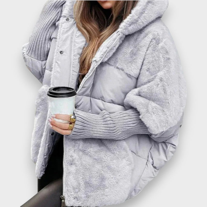 Dragica | Preveliki patchwork puhasti kaput s kapuljačom